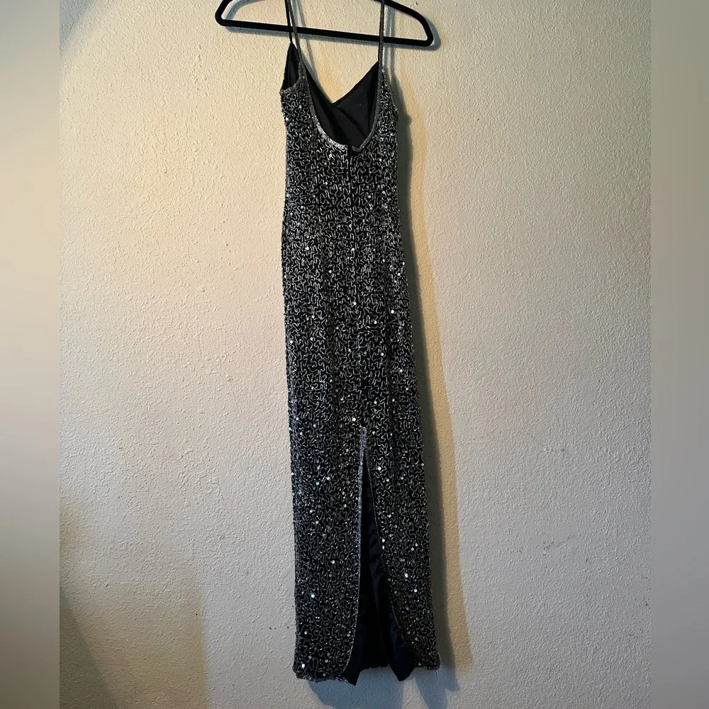 Rare vintage evening formal gown bead and sequin with slit elegant - Picture 5 of 8